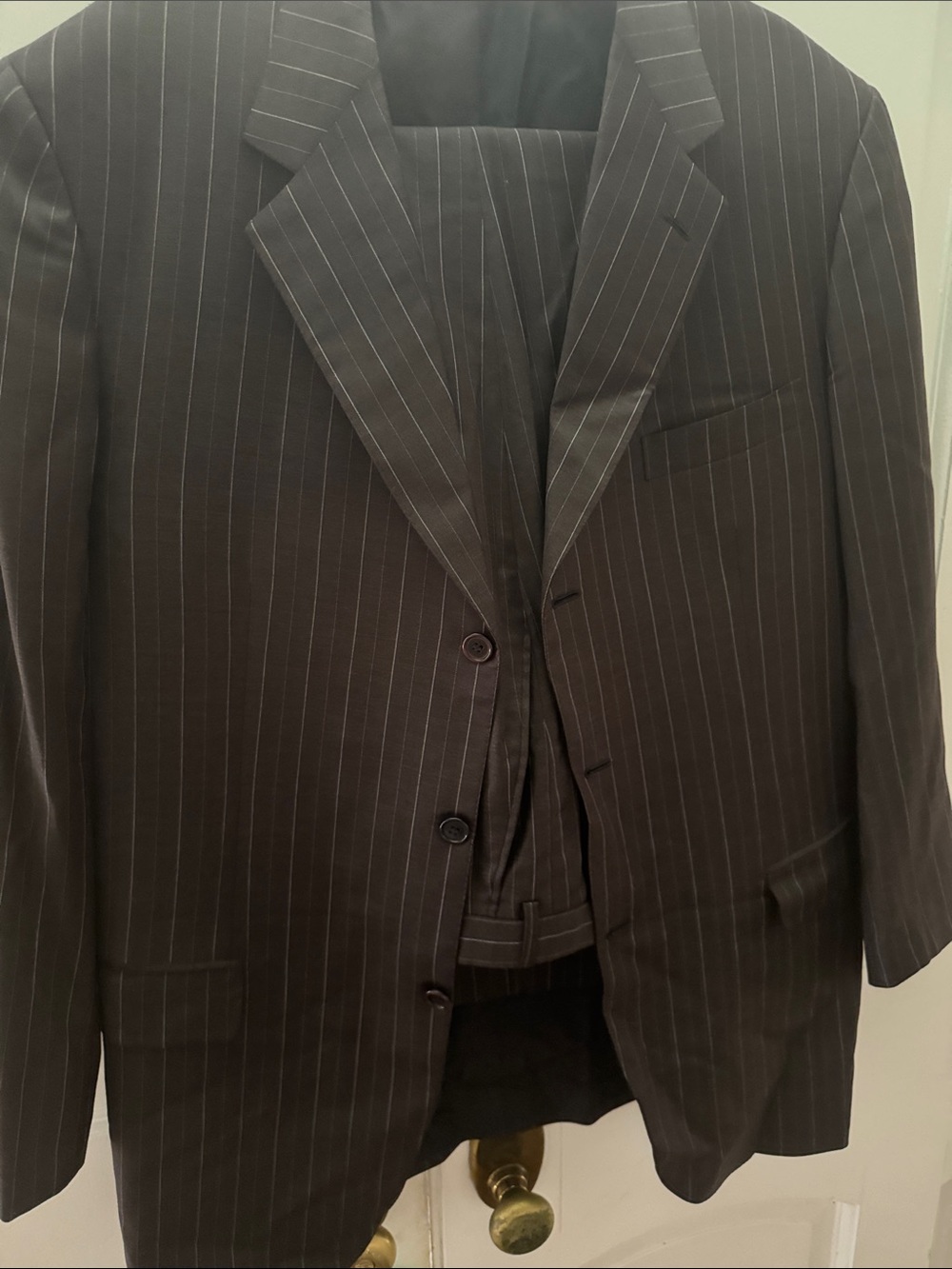 Brioni Black Pinstripe Men's Suit Jacket